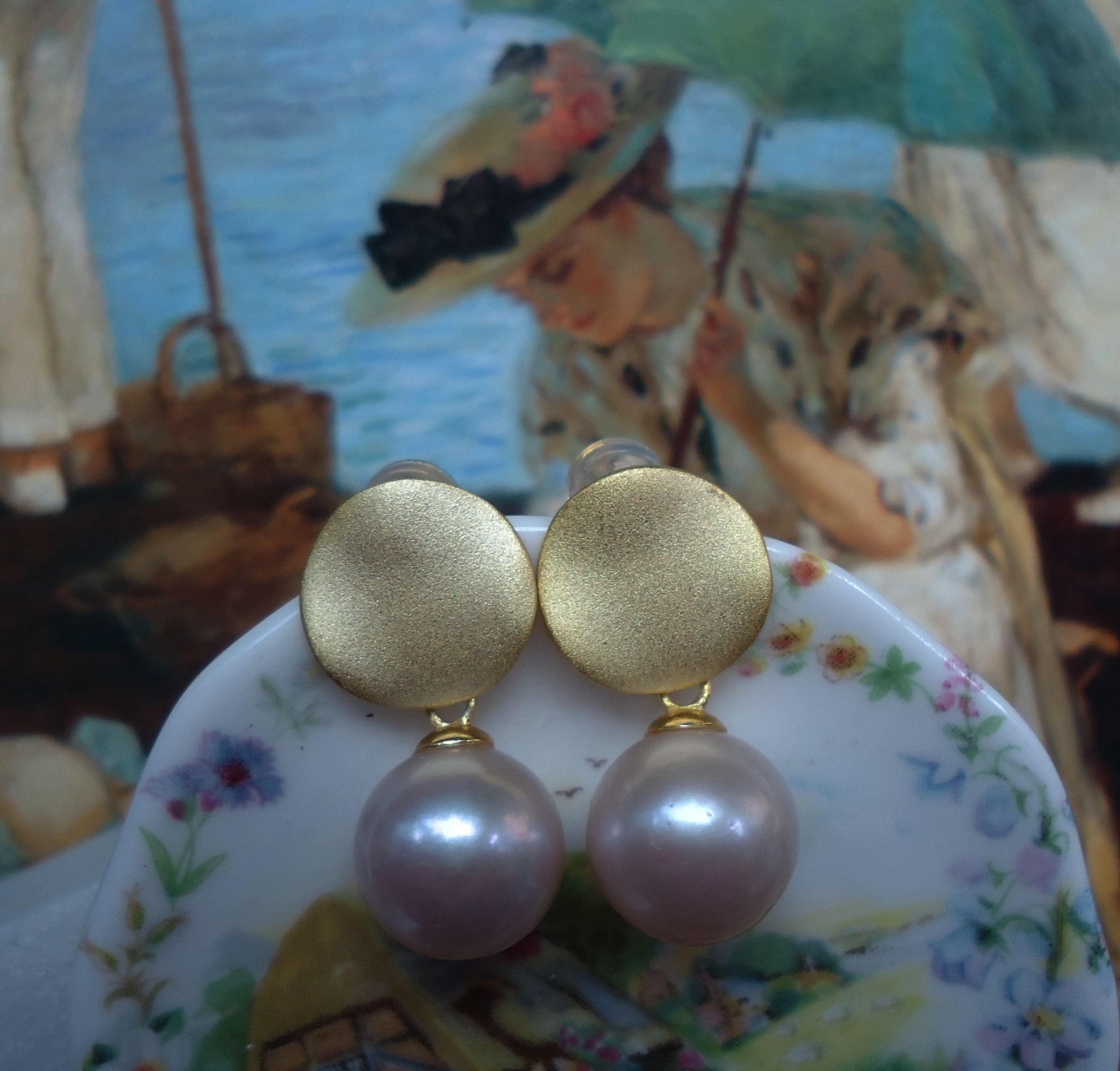 Pearl earrings silver setting deals